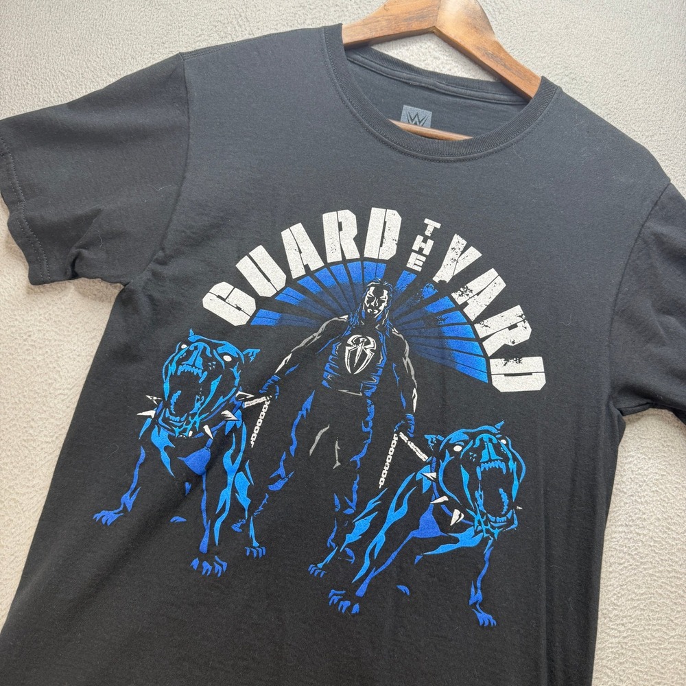WWE Roman Reigns Guard The Yard T-Shirt Mens Small Black Cotton Graphic Tee